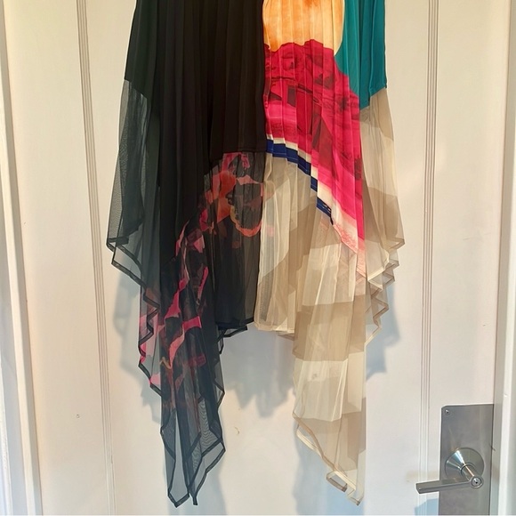 🆕 H&M Studio 2020 Sun Colorful Printed Pleated Asymmetrical High-waisted Skirt - Picture 8 of 10